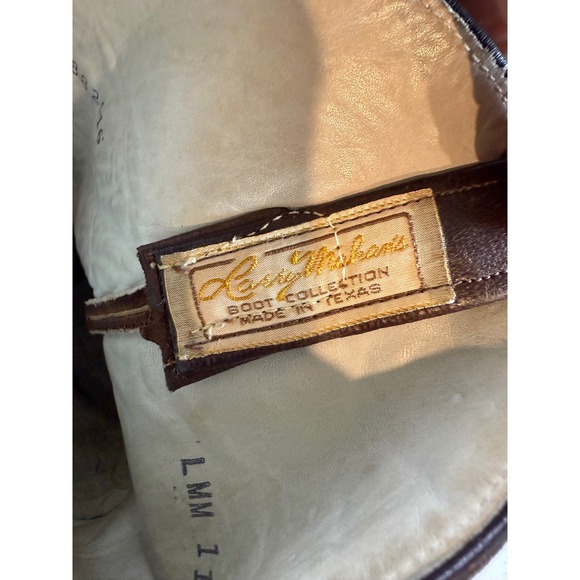 Vintage Larry Mahan Cowboy Boots - Men's Brown Leather Western Made in Texas 8 - Picture 6 of 9